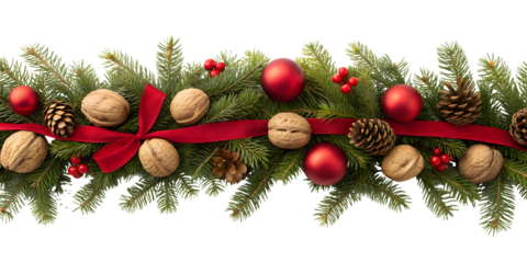 Christmas decoration frame border isolated on white or transparent background