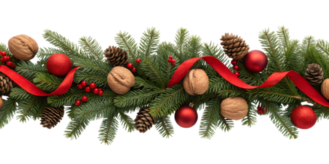 Christmas decoration frame border isolated on white or transparent background