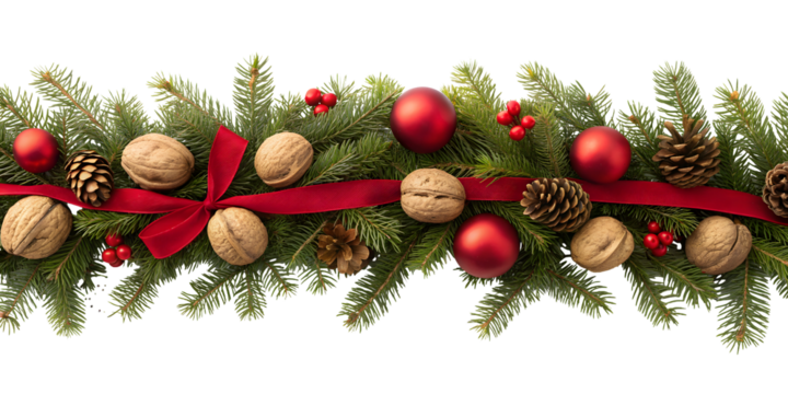 Christmas decoration frame border isolated on white or transparent background - Powered by Adobe