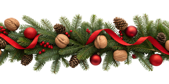 Christmas decoration frame border isolated on white or transparent background