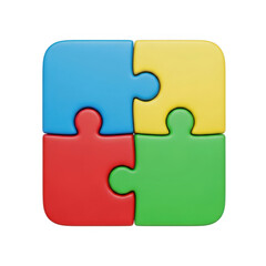 Puzzle pieces solution connection teamwork strategy concept isolated on transparent background