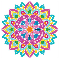 Vibrant colorful mandala design with intricate patterns and geometric shapes