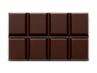 Chocolate bar top view isolated on white or transparent background