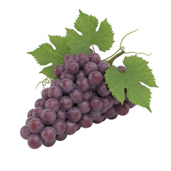 Fototapeta premium Grapes with leaves illustration fresh fruit produce healthy food isolated on transparent background