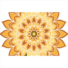 Golden mandala pattern with intricate floral design and warm color palette