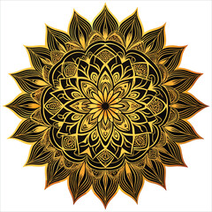 Intricate golden mandala pattern with detailed floral designs