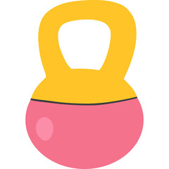 Cartoon Style Yellow And Pink Kettlebell For Fitness And Weightlifting With Transparent Background