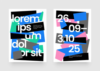 Simple template with geometric shapes and folded sheet of papers. Frame for your message. Layout for flyer, poster or cover.