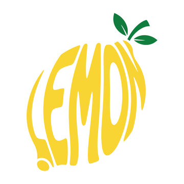 Yellow lemon word art with green leaves colouring page
