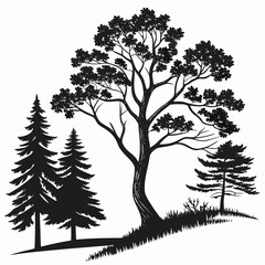 Obraz premium Silhouette of trees, vector illustration design