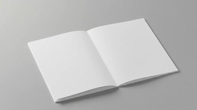 Open blank white book on a gray background, ideal for mockups