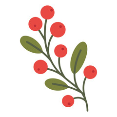 Floral with berry and leaves nature plant flat color vector illustration template design © katsumatakun