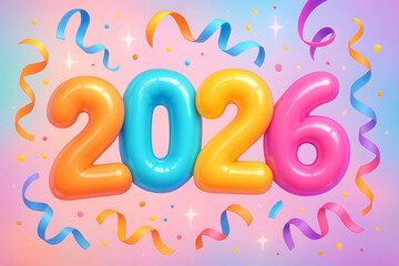 Fototapeta premium Colorful inflatable numbers spelling out 