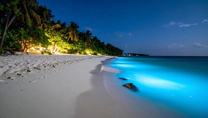 Bioluminescent Wonders Glowing Shoreline at Dusk