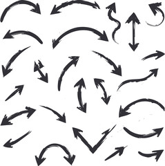 Hand-Drawn Brush Stroke Arrow Vector Set