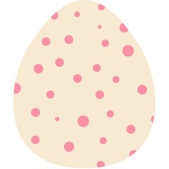Cream Colored Easter Egg Decorated with Pink Polka Dots on a Transparent Background