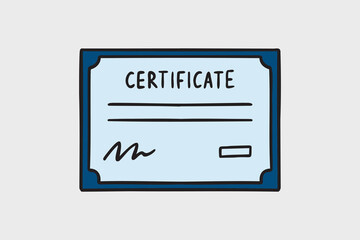 achievement certificate icon doodle hand drawn. colorful cartoon line drawing clipart symbol