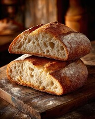 Freshly Baked Rustic Sourdough Bread Loaf with Open Crumb