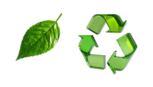Eco-friendly recycling symbol duo 3D isolated on transparent background