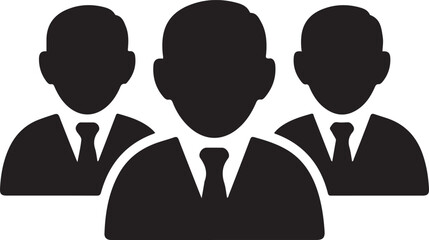 Three businessmen icons in a row people group