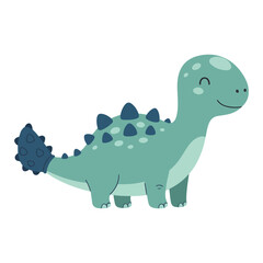 A cute, smiling, cartoon-style dinosaur with a spiky back and tail..