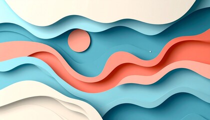 Modern abstract paper cut shapes with soft shadows and pastel tones