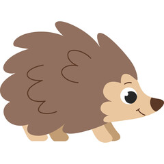 Cute Cartoon Hedgehog With Brown Spines and Tan Belly Standing Against Transparent Background Simple and Adorable Animal Illustration