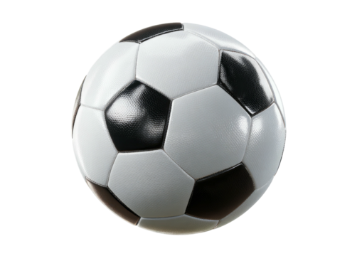 Classic soccer ball with black pentagons and white hexagons
