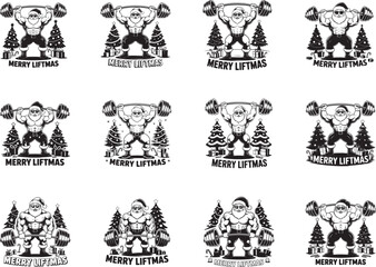 Fototapeta premium Merry Liftmas Santa Christmas