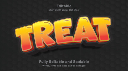 Treat word sweet, dessert, delicious, tasty text effect.