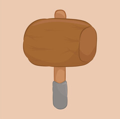 illustration of a wooden hammer, a carpenter's tool, for hitting objects