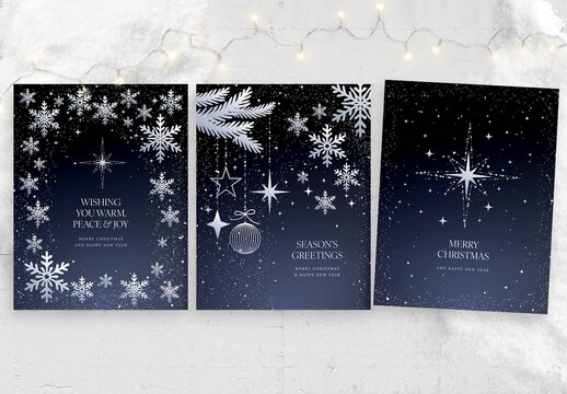 Winter Wonderland Flyer Template with Elegant Snowflake Border Frame & Luxury Blue & Silver Hues