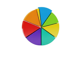 Fototapeta premium Pie chart colorful segments data visualization isolated on transparent background