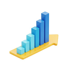 Fototapeta premium Growth bar chart data arrow upward trend business finance analysis isolated on transparent background