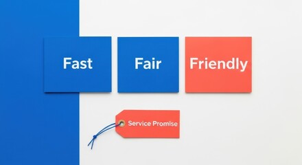 Service Promise Tag With Fast Fair and Friendly Words