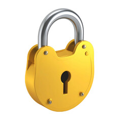 Close-up of a shiny, golden padlock with a silver loop and keyhole