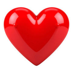 Glossy red heart isolated on black, showing reflections and smooth curves