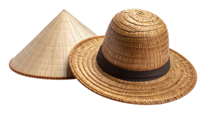 Vietnamese Non La conical hat duo isolated on transparent background