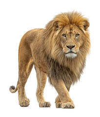 Obraz premium Majestic lion walking in nature wildlife scene isolated on transparent background