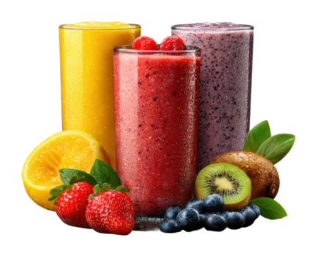 Refreshing fruit smoothies kitchen food bright healthy choices isolated on transparent background