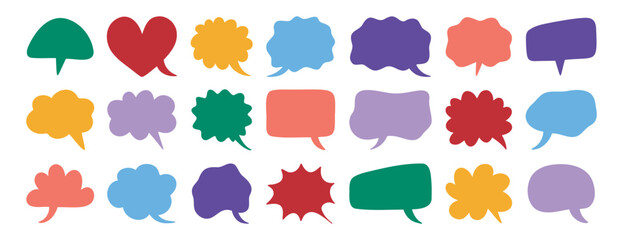 Colorful communication speech bubbles silhouette set. speech bubble doodle funny collection 