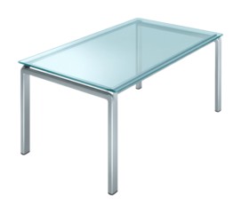 Stylish glass coffee table displayed in modern living room setup isolated on transparent background