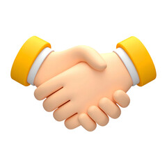 3D cartoon handshake icon, offering partnership, agreement, and teamwork on a black background