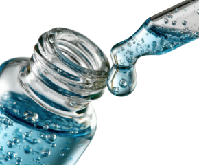 Droplet of blue liquid laboratory scientific isolated on transparent background