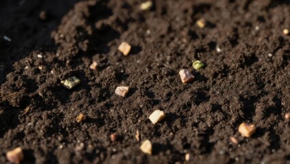 Rich dark garden soil with slow release fertilizer pellets.