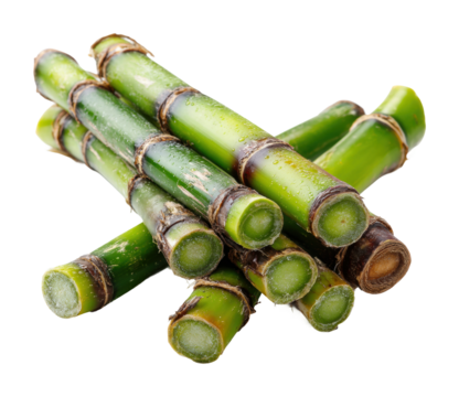 Harvesting fresh sugar cane stalks in tropical fields nature scene isolated on transparent background