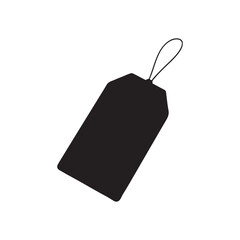 one black price tag with a gold frame and gold thread, highlighted on a white background
