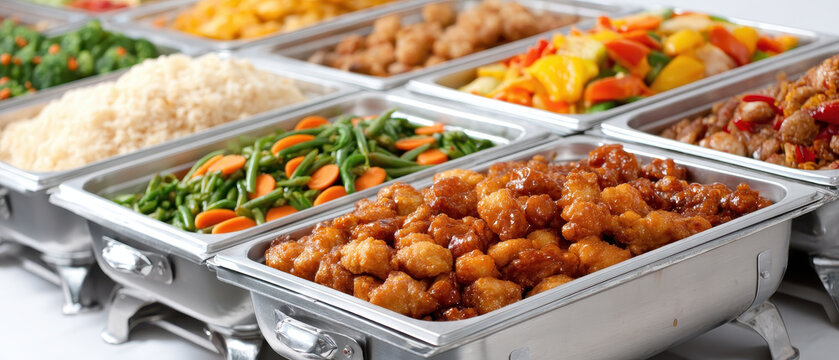 Delicious Chinese cuisine showcases vibrant array of dishes perfect for celebrating new year. Each tray offers unique flavor and colorful presentation that invites everyone to enjoy