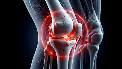 knee pain with red glow