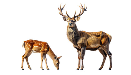 Wild deer pair animal bundle isolated on transparent background